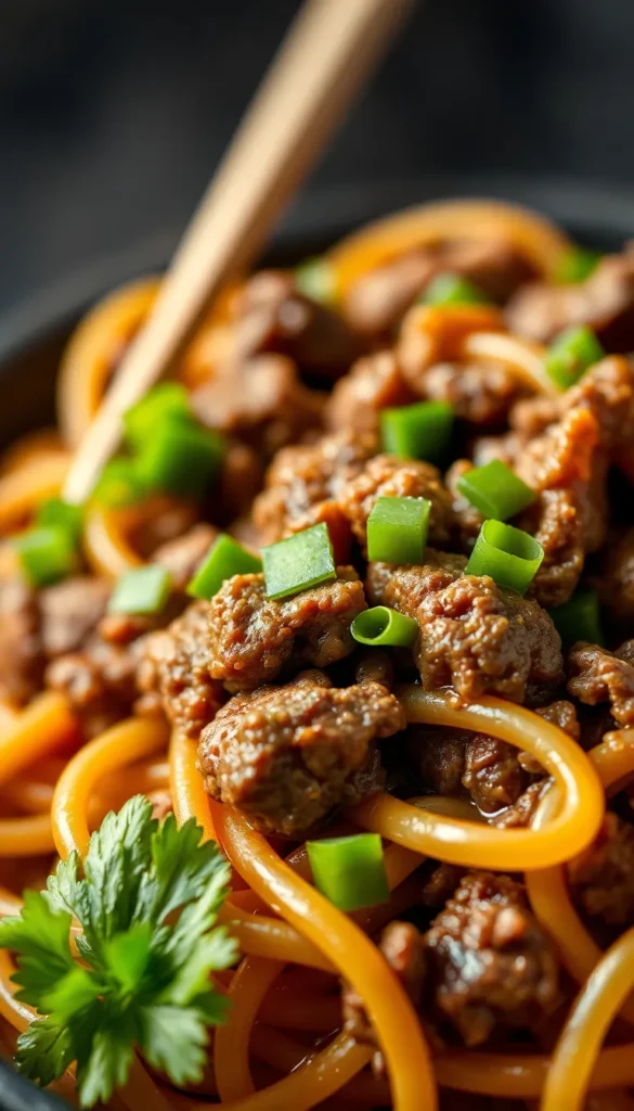Stunning Mongolian Ground Beef Noodles Recipe