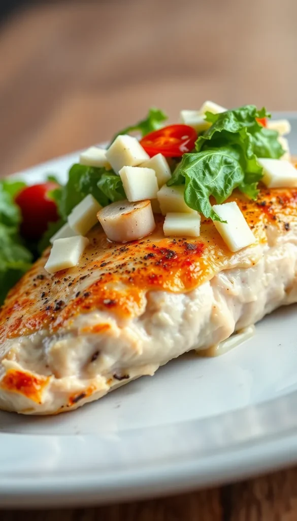 Chicken Breast Topped with Caesar Salad